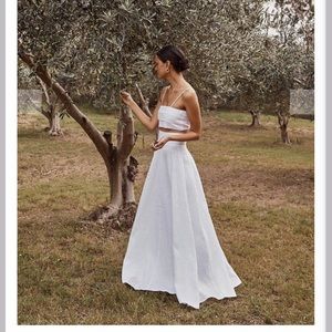 DISSH Aisle White Linen Maxi Skirt
